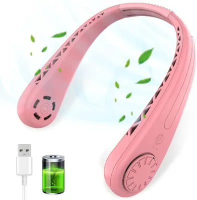 Produktbild von Tragbarer Nackenventilator, freihändiger, blattloser Nackenventilator mit verbessertem 1600-mAh-Akku, blattloser Kopfhörer-Nackenventilator mit 3 Geschwindigkeitsstufen