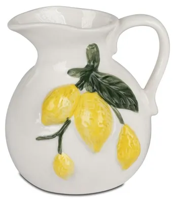 Produktbild von Deko Krug, Vase LIMONE mit Zitronen weiß gelb H. 13cm Porzellan Formano S26