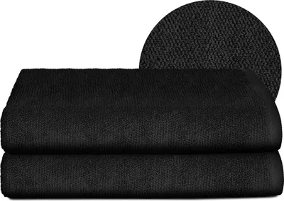 Produktbild von BEAUTEX Handtuch-Set Premium Frottier Sets, 100% Baumwolle 550g/m²,Schwarz,Set: 2 Badetücher - 70x140 cm