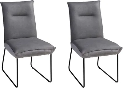 Produktbild von Polsterstühle - Grau - Schwarz - Webstoff - Metall - mit Steppung - 2er Set