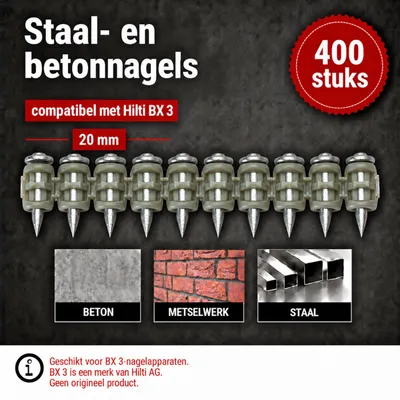 Productafbeelding van Staal- en betonankers, 17 mm, 400 stuks, compleet met Hilti BX 3 voor metselwerkbevestiging