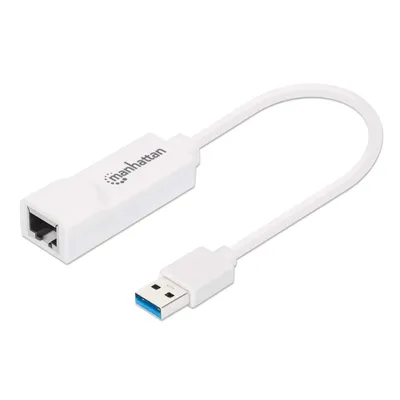 Produktbild von MANHATTAN USB Adapter USB 3.0 -> RJ45 Gigabit Ethernet weiß