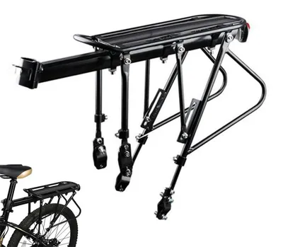 Produktbild von Fahrrad Gepäckträger Alu 100kg, Verstellbar für 24-29 Zoll MTB, Schnellmontage Sattelstütze Rahmen, Doppelstrebe Schwarz