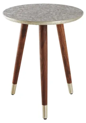 Image de Table d'appoint 50 cm, bois et métal, design argenté, table moderne pour salon. ACHETER MAINTENANT