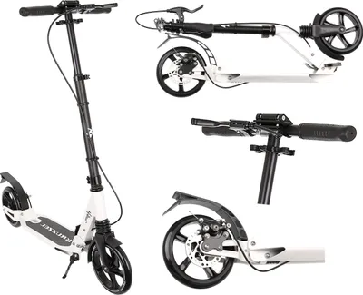 Obrázek produktu pro Pedálová koloběžka City Scooter ABEC9 Gumová kolečka Výškově nastavitelná 10285, Barva: bílá / bílá