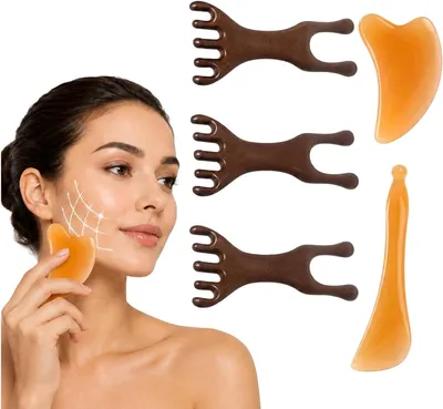Produktbild von Gesichtsborstel Set 5-teilig, Lymfedrainage, Massage für Gesicht, Kaaklijn und Hoofdhuid