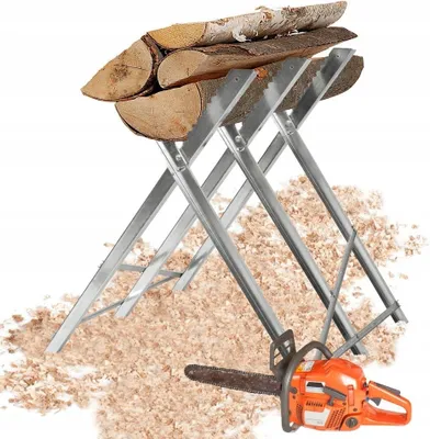 Produktbild von GEKO | Sägebock, 150KG, Holzschneidebock als Sägehilfe, Haltegriffen und Zahnung, Holzsägearbeiten, Kettensaege, Sägebock Metall verstellbar