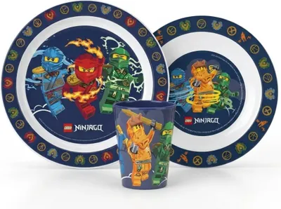 Produktbild von LEGO Ninjago Kinder Geschirr-Set 3 teilig Becher Teller Schüssel