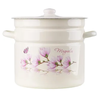 Produktbild von EMALIA RYBNIK Emaille-Topf mit Deckel MAGNOLIA Creme 12l