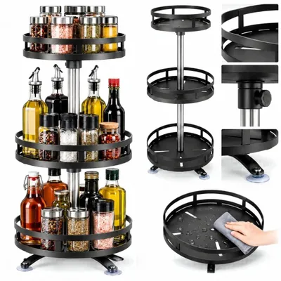 Imagen del producto de Organizador Giratorio 360° De Metal 3 Niveles Estante Para Cosméticos Especias Y Accesorios, Imagen generada por IA