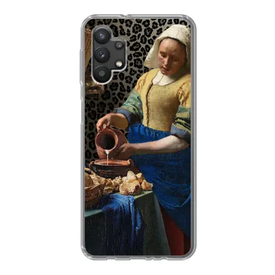 Produktbild von MuchoWow® Handyhülle Schutzhülle Hülle für Samsung Galaxy A32 5G Milchmädchen - Kunst - Pantherdruck - Vermeer - Gemälde - Alte Meister Silikon Softcase Handy Hülle - Softcase