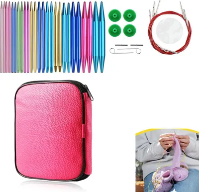 Produktbild von 37-teiliges Rundstricknadelset aus Aluminium – Ergonomische Griffe, verschiedene Größen, hochwertige Nadeln und Garn, geeignet für alle Strickprojekte