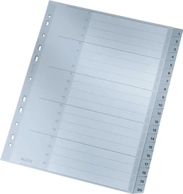Produktbild von Register A4 1-20 PP grau mit Deckblatt Packung mit 10 Stück