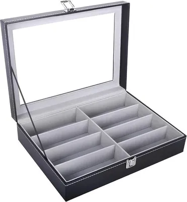 Produktbild von MODFU Brillenbox Brillenkoffer Brillenorganizer für 8 Brillen Aufbewahrung, Grau