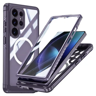 Produktbild von Für Samsung Galaxy S25 Ultra MagSafe 360 Full Body Hybrid Tasche Bumper Lila
