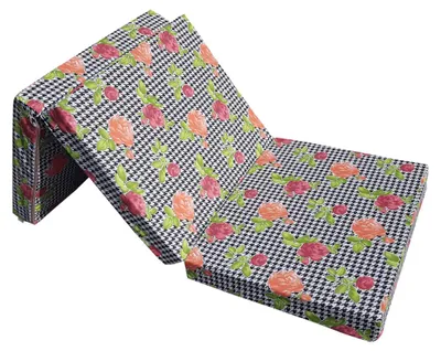 Productafbeelding van Natalia Spzoo vouwmatras 195x65x8 cm, meerkleurig B008 - 3-delig schuimmatras, afneembare hoes, voor logees, camper en kamperen, compact op te bergen