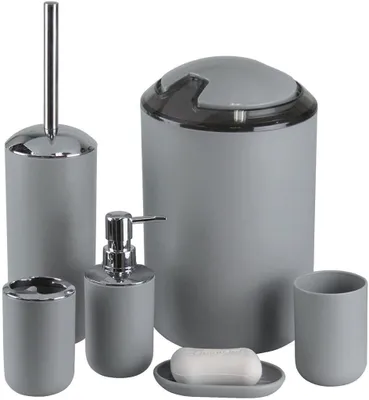 Produktbild von 6tlg BADSET Badezimmer ZUBEHÖR Set SEIFENSPENDER Halter WC BÜRSTE BADGARNITUR