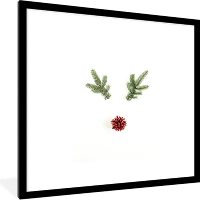 Produktbild von MuchoWow® Gerahmtes Poster Weihnachten - Winter - Rentier 40x40 cm - Poster mit Schwarzem Bilderrahmen Wandposter Rahmen Foto Bilder - Poster - Plakat im Rahmen