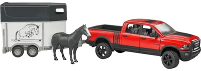 Image de Bruder RAM 2500 Power Wagon avec remorque à chevaux et 1 cheval ; 2501