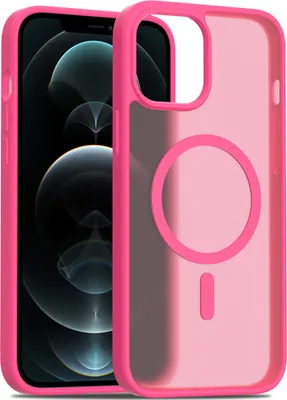 Image de Coque magnétique pour iPhone 11 Pro Max, compatible MagSafe, dos translucide mat, résistant aux chocs Rose