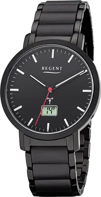 Productafbeelding van Regent herenhorloge FR-255, metalen radiogestuurd polshorloge, zwart, modelnummer D2URFR255