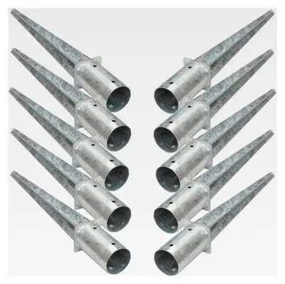 Produktbild von Einschlagbodenhülse Rund 80 mm – 10er Set – Feuerverzinkt – Einschlaghülse für Holzpfosten Ø 80 mm – Pfostenträger ohne Betonieren