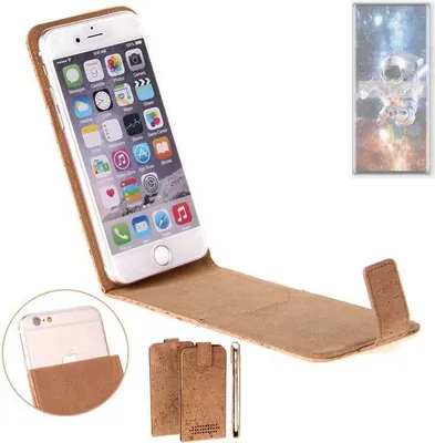 Produktbild von K-S-Trade Handyhülle kompatibel mit ZTE Axon 50 Ultra Kork Hülle Flipstyle Case Schutzhülle Kork Case Hülle Flip cover Klapphülle Klapp, braun 1x
