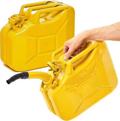 Produktbild von BW® Kraftstoffkanister Metall Benzinkanister 2x 10 Liter mit Ausgießer - Gelb RAL 1018 - UN-Zulassung - Hergestellt in Europa