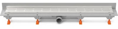 Obrázek produktu pro Úzký podlahový odtok ke zdi 650 mm, boční přípojka D40, lesklá řada s rámem z nerezové oceli CH 650 LN 2 -