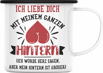 Produktbild von Trendation -  Emaille Tasse für Freund Geschenk mit Sprüchen Valentinstag Emaille Emaille Tasse Spruch Liebe (Schwarz)