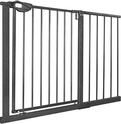 Image de ACXIN Barrière de sécurité sans perçage, Barrière de porte Ouverture à une main& Fermeture automatique Barrière d'escalier métallique pour bébé et animaux, 105-115cm, Noir