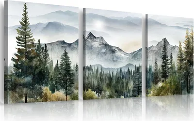Produktbild von Moderne Aquarellbilder Set von 3 für Wohnzimmer und Schlafzimmer