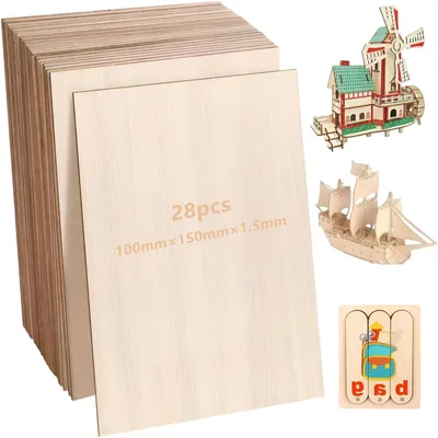 Imagen del producto de Placa multipropósito de 100 x 150 x 1,5 mm, madera de álamo, 28 unidades