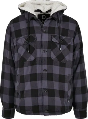 Produktbild von Brandit Lumber Jacket Hooded Herren, mit Kapuze (Black/Grey) Größe L