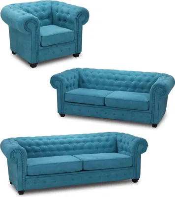 Produktbild von Chesterfield Sofagarnitur Couch Polster Möbel Set Garnitur 3+2+1 Turkis