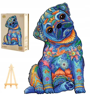 Produktbild von Pasjo24 Holzpuzzle Groß Mops 300 Teile mit Holzbox