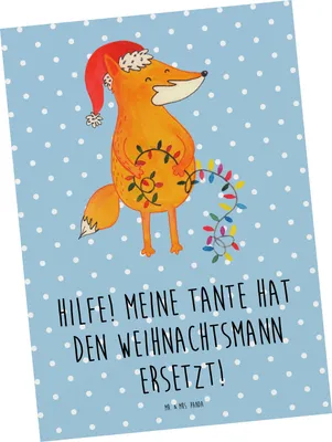 Produktbild von Mr. & Mrs. Panda Ansichtskarte Tante Weihnachten - Blau Pastell - Geschenk, für, Kunstkarten, Liebe, Postkarte, Postkarten, Nichte, Verwandtschaft, Grußkarte, Familie