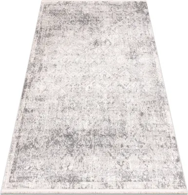 Produktbild von DISTIN 0200A grau / hellgrau / weiß moderner Teppich - Rauten, Rahmen, Vintage, Fransen Grau 80x150 cm