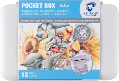 Productafbeelding van Van Gogh aquarelverfset, plastic pocketbox, 12 halve pans in natuurtinten