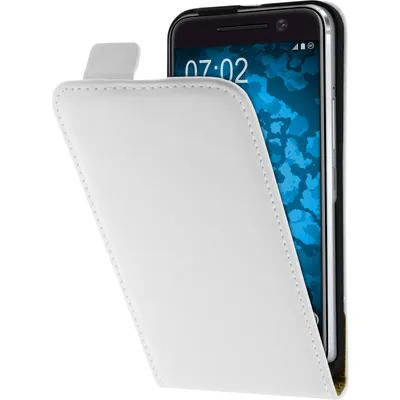 Produktbild von PhoneNatic Kunst-Lederhülle kompatibel mit HTC 10 - Flip-Case weiß + 2 Schutzfolien