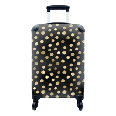 Obrázok produktu pre Kufrík Ručná batožina na kolieskach Malý cestovný kufor so 4 kolieskami Vzory - Bodky - čierne - Veľkosť kabíny < 55x40x23 cm & 55x40x20 cm - Foto
