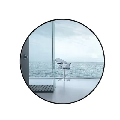 Produktbild von Lustro Ścienne Okrągłe Łazienkowe Czarna Rama Średnica 60 Cm Loft Stylowe