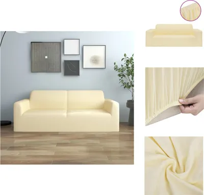 Produktbild von vidaXL Stretch Sofahusse 2-Sitzer Creme Polyester-Jersey -  Hussen