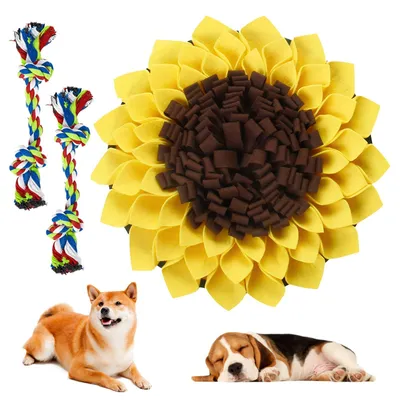 Produktbild von AOUZOVLI Schnüffelteppich Hund,Schnüffelmatte Hund,Sonnenblumenmuster Schnüffelteppich,Mit 2 Hundespielzeug Seil,Fördert Das Natürliche Futtersuchen Und Baut Stress Ab