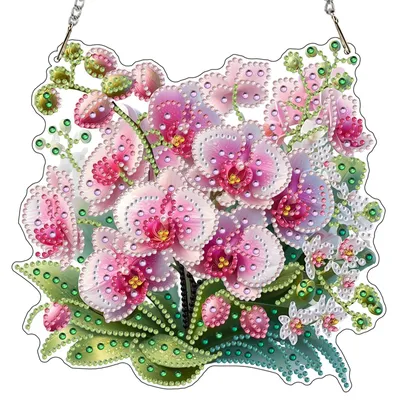 5D Diamond Painting Hänger, rosa Blumen, Komplettset, DIY