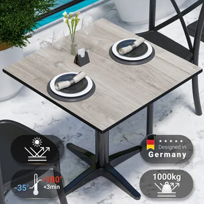 Produktbild von COMPACT | Gastro HPL Tischplatte | B:T 70 x 70 cm | Eiche-Weiß | Quadratisch | Gastro HPL Tischplatte