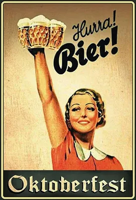 Produktbild von vianmo Holzschild 18x12 cm  Hurra Frau mit Bier