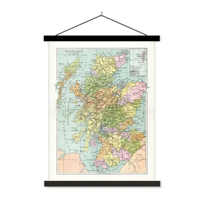 Produktbild von MuchoWow® Textilposter Alte Karte von Schottland 60x80 cm mit schwarzem Rahmen - Plakathalter