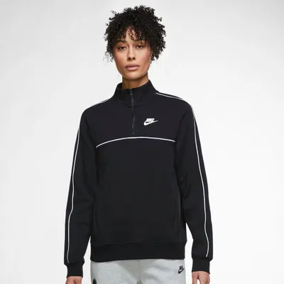 Produktbild von Nike W Nsw Mlnm Esstl Flc Qz Ls Top Black/White L