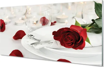 Immagine prodotto di Quadri in vetro, dimensioni 120x60, arte da parete, motivi floreali, cena, candele